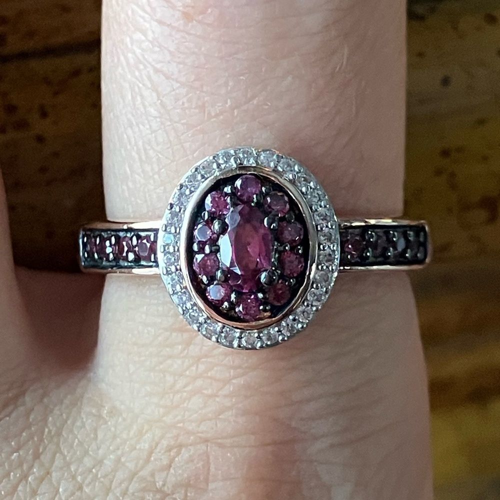 Tanzanian Wine Garnet Halo Ring Size 9